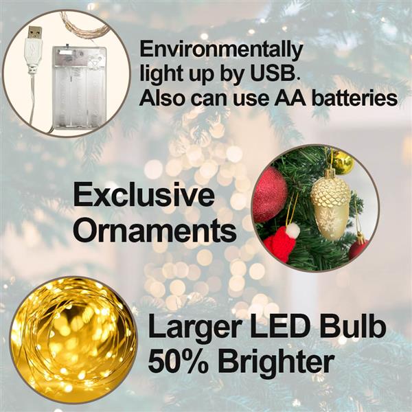 圣诞树带LED灯 24英寸 带精美装饰品-2