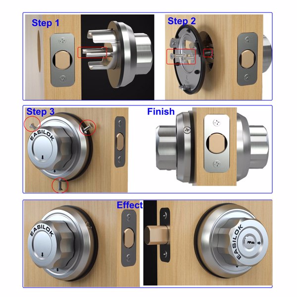 E1: 一扭反锁家用门锁  无需钥匙锁门 自带儿童安全按钮  旋扭门锁-5