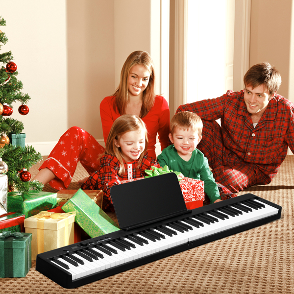 【AM不售卖】Glarry GPP-103 便携式可折叠半重锤键盘 电钢琴 智能蓝牙 黑色 88键-16