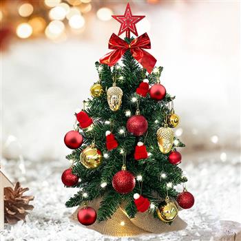 圣诞树带LED灯 24英寸 带精美装饰品
