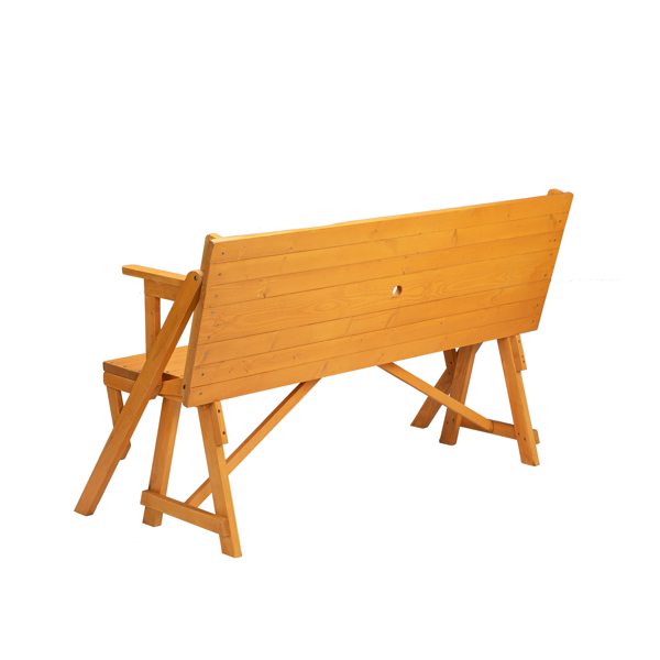两用连体 黄色 连体桌椅 实木 138.5*137*75cm 150kg N001-23