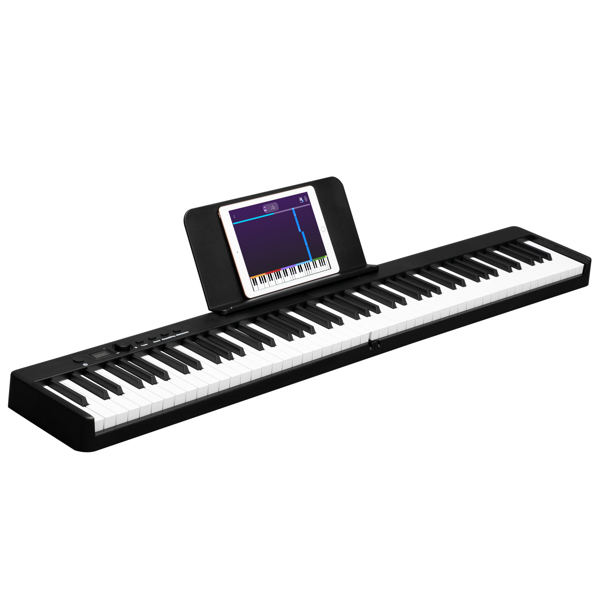 【AM不售卖】Glarry GPP-103 便携式可折叠半重锤键盘 电钢琴 智能蓝牙 黑色 88键-1