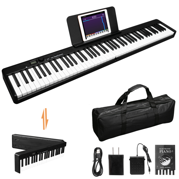 【AM不售卖】Glarry GPP-103 便携式可折叠半重锤键盘 电钢琴 智能蓝牙 黑色 88键-6