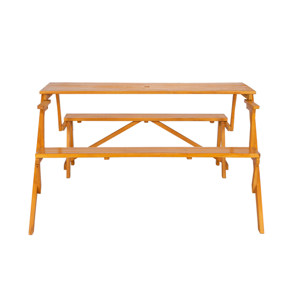 两用连体 黄色 连体桌椅 实木 138.5*137*75cm 150kg N001-2