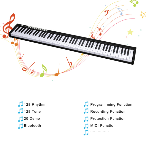 【AM不售卖】Glarry GPP-101 便携式 电钢琴 标准力度 黑色 88键-31