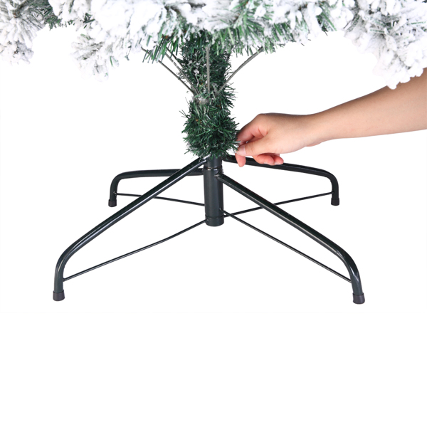 6ft 植绒 750枝头 喷白 圣诞树 自动树结构 PVC树枝铁支架 N101 法国-10