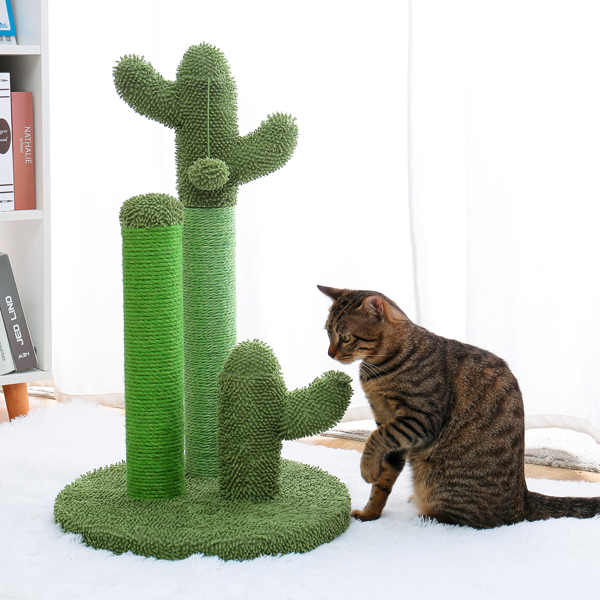 绿色仙人掌猫抓柱子大号带有3个猫抓柱，1个吊球，猫互动玩具适合中大型猫-7