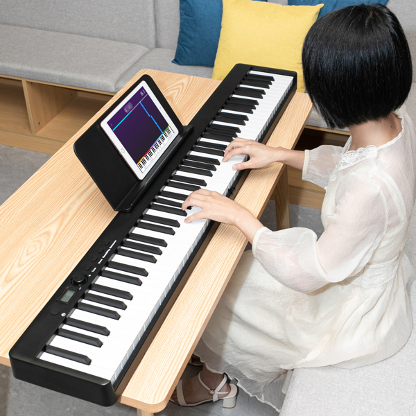 【AM不售卖】Glarry GPP-103 便携式可折叠半重锤键盘 电钢琴 智能蓝牙 黑色 88键-18