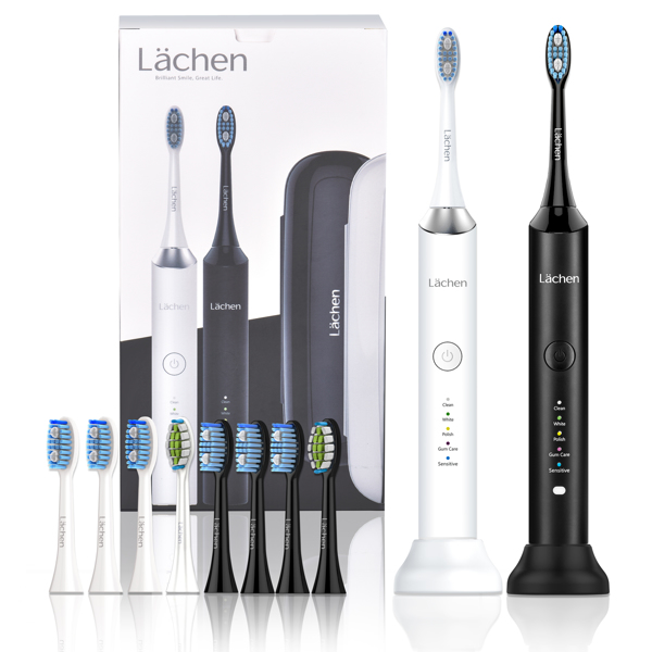 Lächen 电动牙刷声波牙刷双支、2 个旅行盒、5 种模式和 10 个替换刷头-7