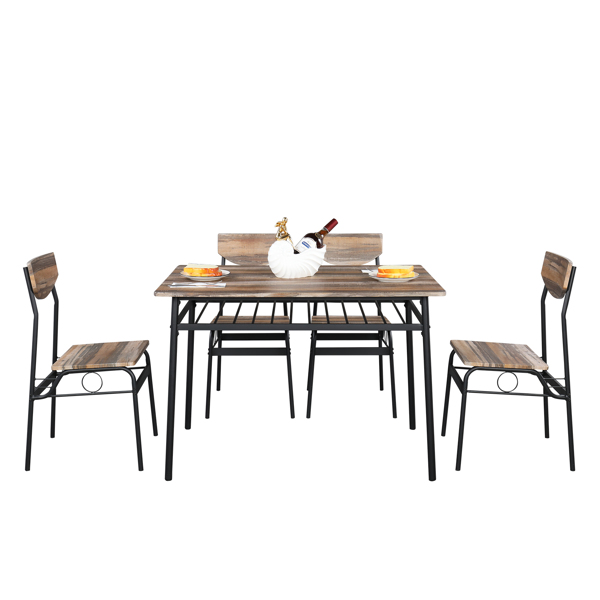 拆装 隔层 P2板 铁 自然色 餐桌椅套装 1桌4椅 隔层 长方形 N101-2