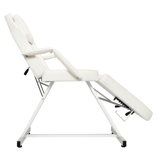 PVC皮铁框架 73in 靠背腿角度可调 带小凳 美容床 白色 HZ015-18
