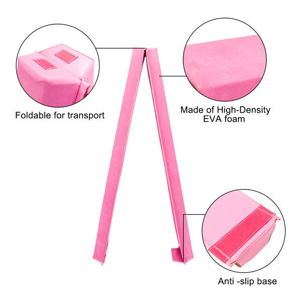 【ZH】8英尺青少年体操训练可折叠平衡木 粉色 普通绒布+PVC-27