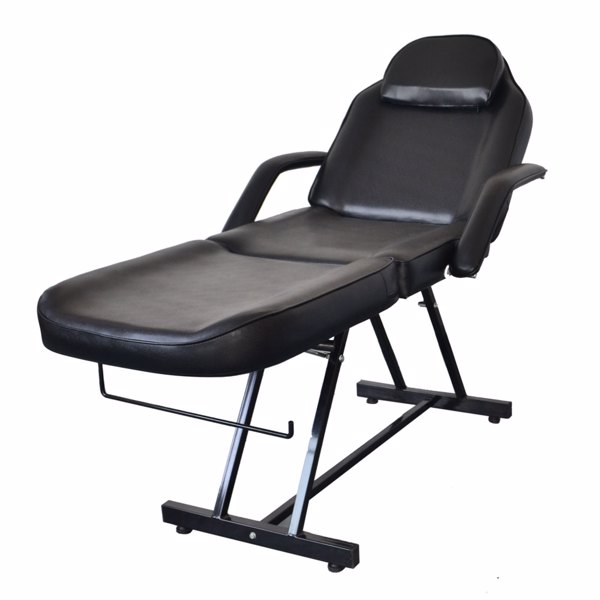 PVC皮铁框架 73in 靠背腿角度可调 带小凳 美容床 黑色 HZ015-3