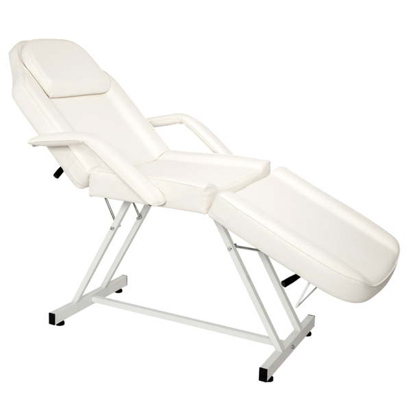 PVC皮铁框架 73in 靠背腿角度可调 带小凳 美容床 白色 HZ015-10