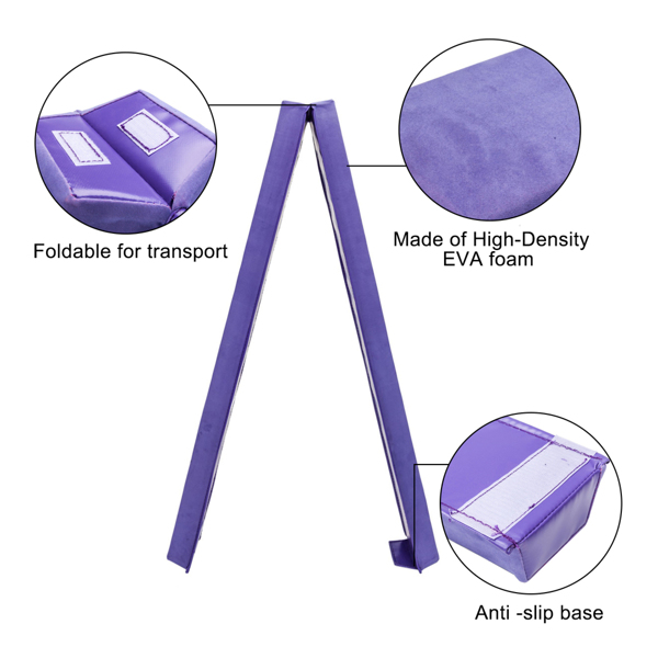 【ZH】8英尺青少年体操训练可折叠平衡木 紫色 普通绒布+PVC-22