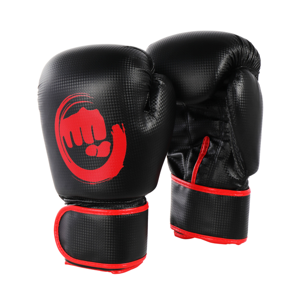 12Oz 黑色 PVC+压缩海绵 拳击手套 搏击训练 N001-27