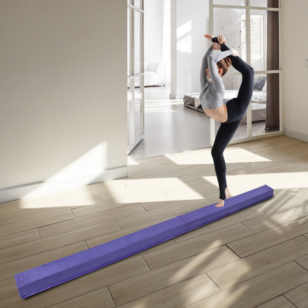 【ZH】8英尺青少年体操训练可折叠平衡木 紫色 普通绒布+PVC-26