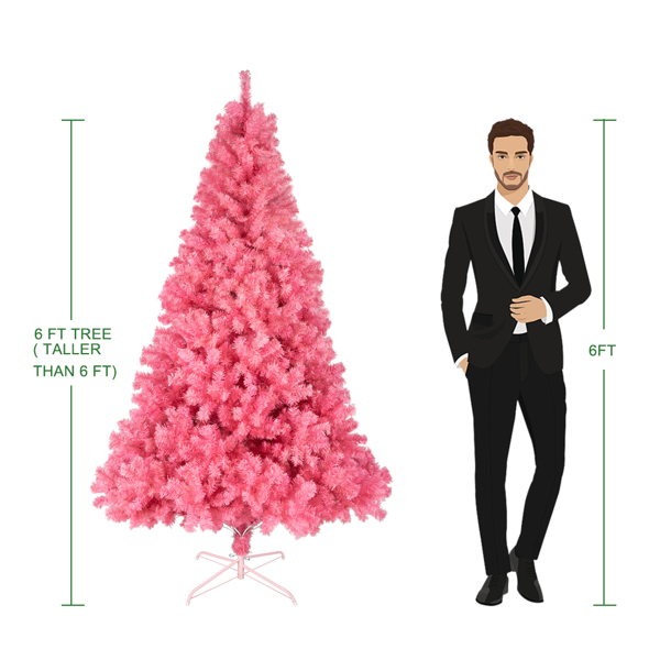 粉色 6ft 1600枝头 PVC材质 圣诞树 N101 美国-8