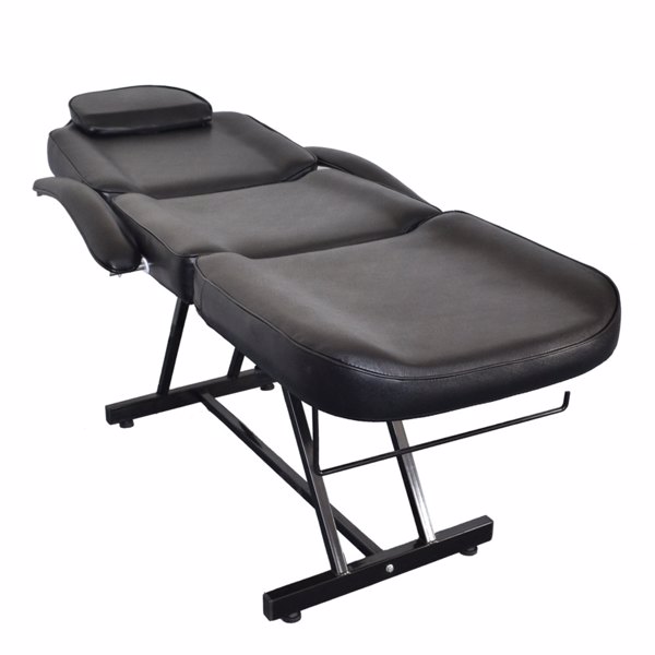 PVC皮铁框架 73in 靠背腿角度可调 带小凳 美容床 黑色 HZ015-8