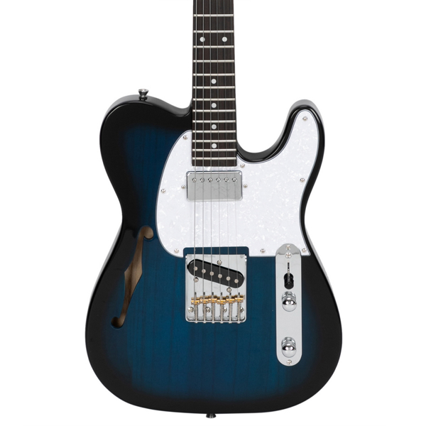 【AM不售卖】Glarry GTL 半空心双-单拾音器 玫瑰木指板椴木琴身 化蓝色 TL电吉他+音箱套装-3