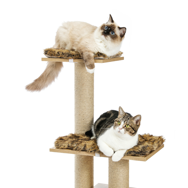 多层猫台带有2个猫窝和躺窝，剑麻猫抓柱，可拆洗垫子，适合小型猫锻炼，休息-8