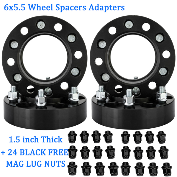 轮毂适配器-90-6x5.5-1.5"-106mm带台阶-12x1.5-黑盘白螺丝 12 BLACK OEM MAG LUG NUTS-9