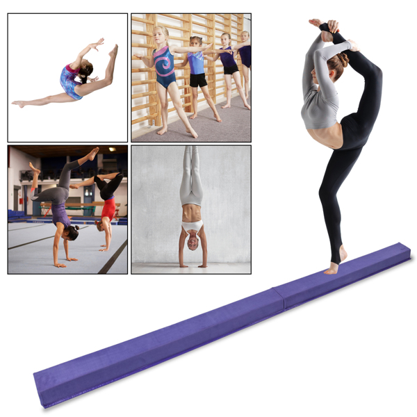 【ZH】8英尺青少年体操训练可折叠平衡木 紫色 普通绒布+PVC-24