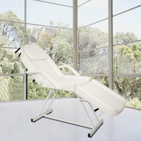 PVC皮铁框架 73in 靠背腿角度可调 带小凳 美容床 白色 HZ015-36