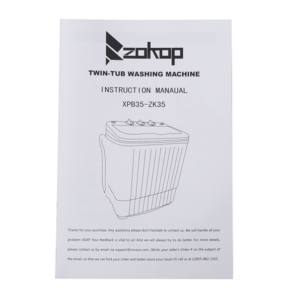 美规 XPB35-ZK35 14.3lbs 洗衣机 110V 360W 双桶 带排水泵 塑料 灰色盖板 带波浪 半自动-20