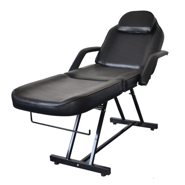 PVC皮铁框架 73in 靠背腿角度可调 带小凳 美容床 黑色 HZ015-26