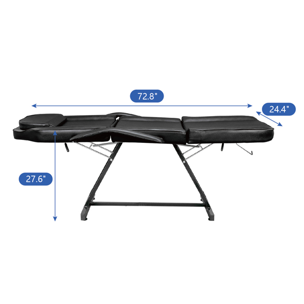 PVC皮铁框架 73in 靠背腿角度可调 带小凳 美容床 黑色 HZ015-20