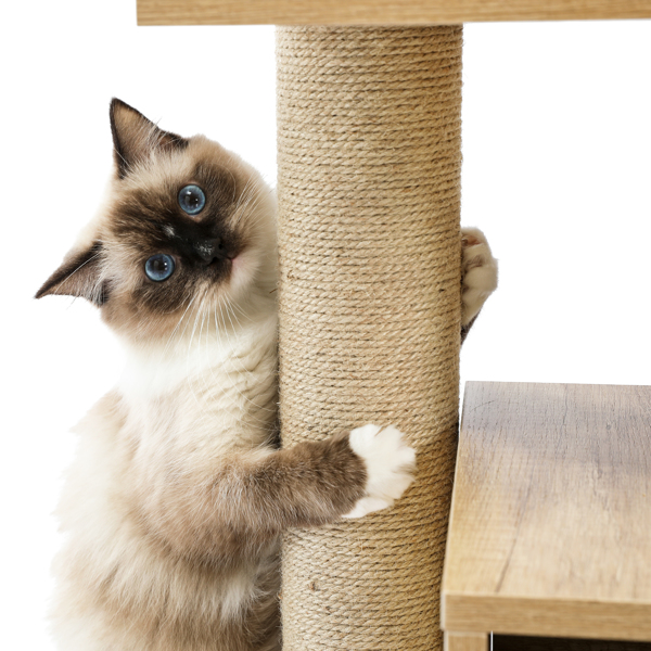 多层猫台带有2个猫窝和躺窝，剑麻猫抓柱，可拆洗垫子，适合小型猫锻炼，休息-7