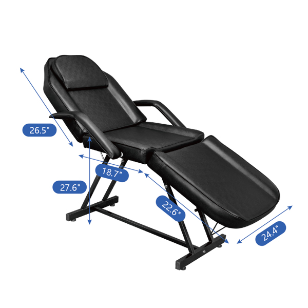 PVC皮铁框架 73in 靠背腿角度可调 带小凳 美容床 黑色 HZ015-31