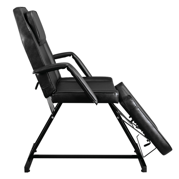 PVC皮铁框架 73in 靠背腿角度可调 带小凳 美容床 黑色 HZ015-12