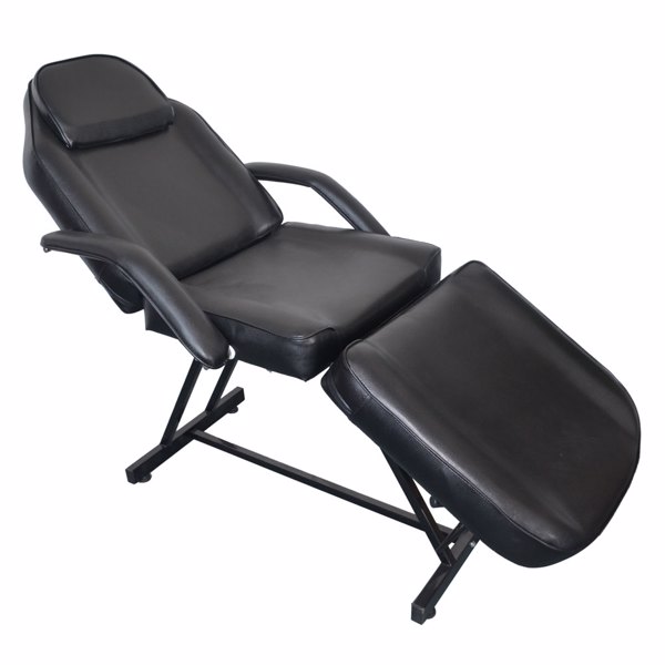 PVC皮铁框架 73in 靠背腿角度可调 带小凳 美容床 黑色 HZ015-6