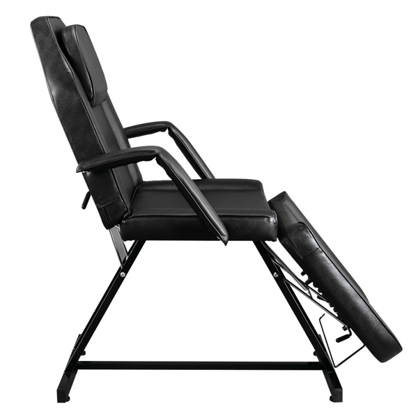PVC皮铁框架 73in 靠背腿角度可调 带小凳 美容床 黑色 HZ015-33