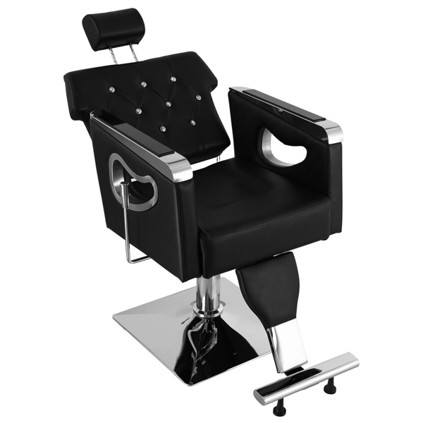 PVC皮套 电镀方盘带搁脚 可放倒 理发椅 300.00lbs 黑色 HZ88111 N001-15