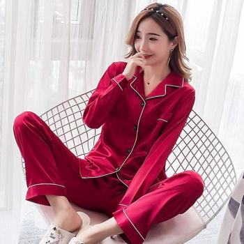 Navy Blue Men Satin Pajamas Set 2pcs Shirt &pants Plus Size Pyjamas Suit Long Sleeve Couple Sleepwear Nightwear 3xl 4xl 5xl