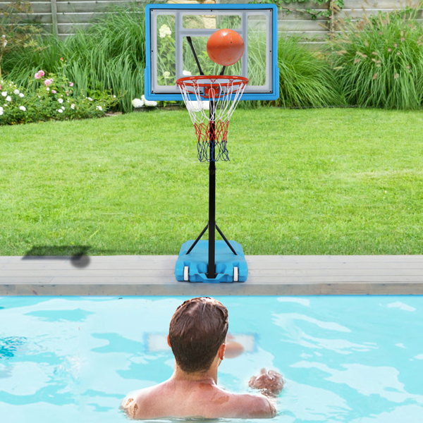 PVC透明板 篮框可调节115-135cm 篮球架 泳池边 最大适用7#球 N002 蓝色 LX-B064S-33