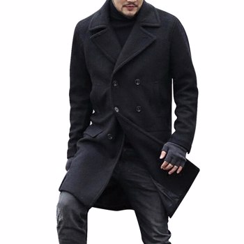 男士时尚夹克修身外套商务男士冬季防风外套加大码5XL黑色热销高品质