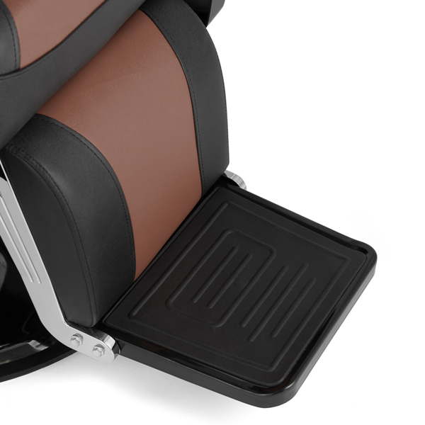 PVC皮套 ABS扶手壳 圆盘带搁脚 可放倒 理发椅 300.00lbs 黑棕色 HZ8702C N001-22