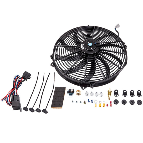散热器冷却风扇 16"Electric Radiator Fan 2500+Cfm &Thermostat Wiring Switch Relay Kit 180'F-1