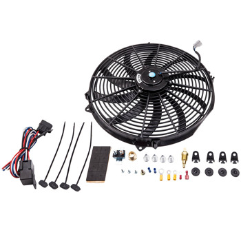 散热器冷却风扇 16\\"Electric Radiator Fan 2500+Cfm &Thermostat Wiring Switch Relay Kit 180\\'F
