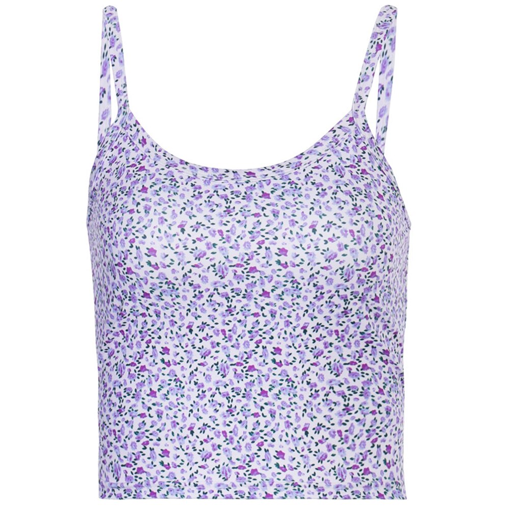 Summer Floral Graphic Cropped Tops Fashion Printing Backless Purple Green Chic Cute Tank