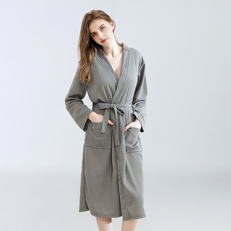 New Style Sleepwear Autumn Summer Bathrobe Womens Thin Pajamas Mens Leisure Robe Couple's Nightgown Knee-Length Nightwear