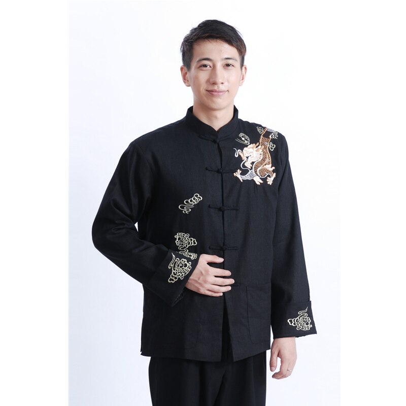 Tang Suit Chinese Traditional Top For Men Adult Embroidery Kungfu Coat Spring Autume Outfit Full Sleeve Shirt Hanfu Man Red