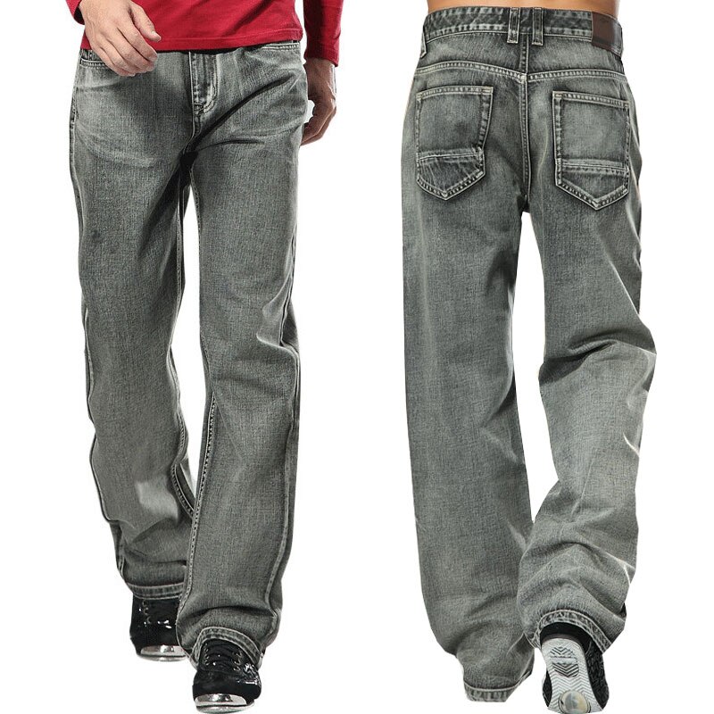 Jeans Men 2022 Men's Brand High Quality Gray Mens Retro Baggy Hip Hop Loose Skateboard Denim Pants Size 28-48