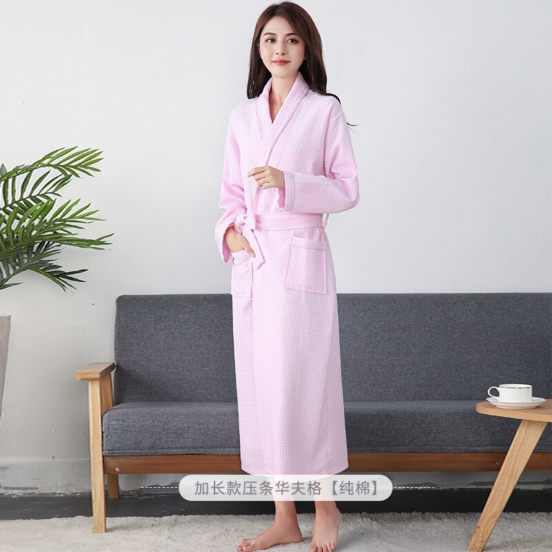 Autumn Waffle Cotton Sexy Robes Women High Quality Hotel Kimono Dressing Gown Sauna SPA Home Bathrobes