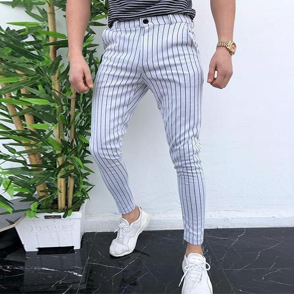 New Men Casual Pants Slim Fit Skinny Business Formal Suit Dress Slacks Trousers