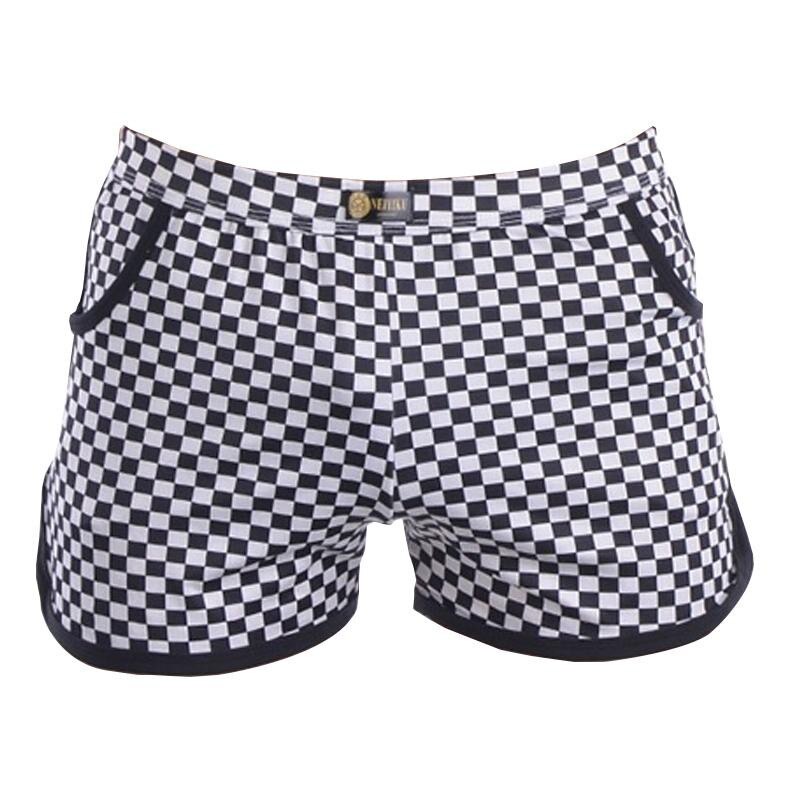 Buy Men's Black And White Plaid Boxer Shorts Fashionable Man Printed Home Pants Border Underwear